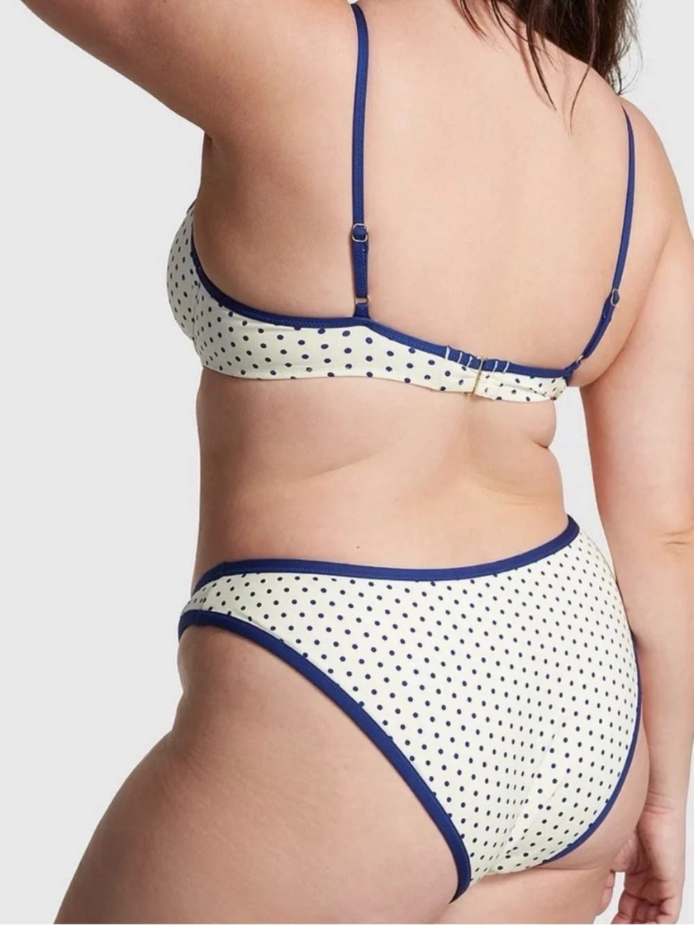 Frankie's Bikinis Cream and Navy Polka Dot Bikini Set